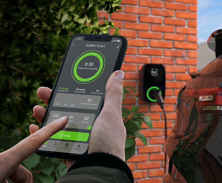 Rolec QUBEV Smart mobile app controlling a home charger